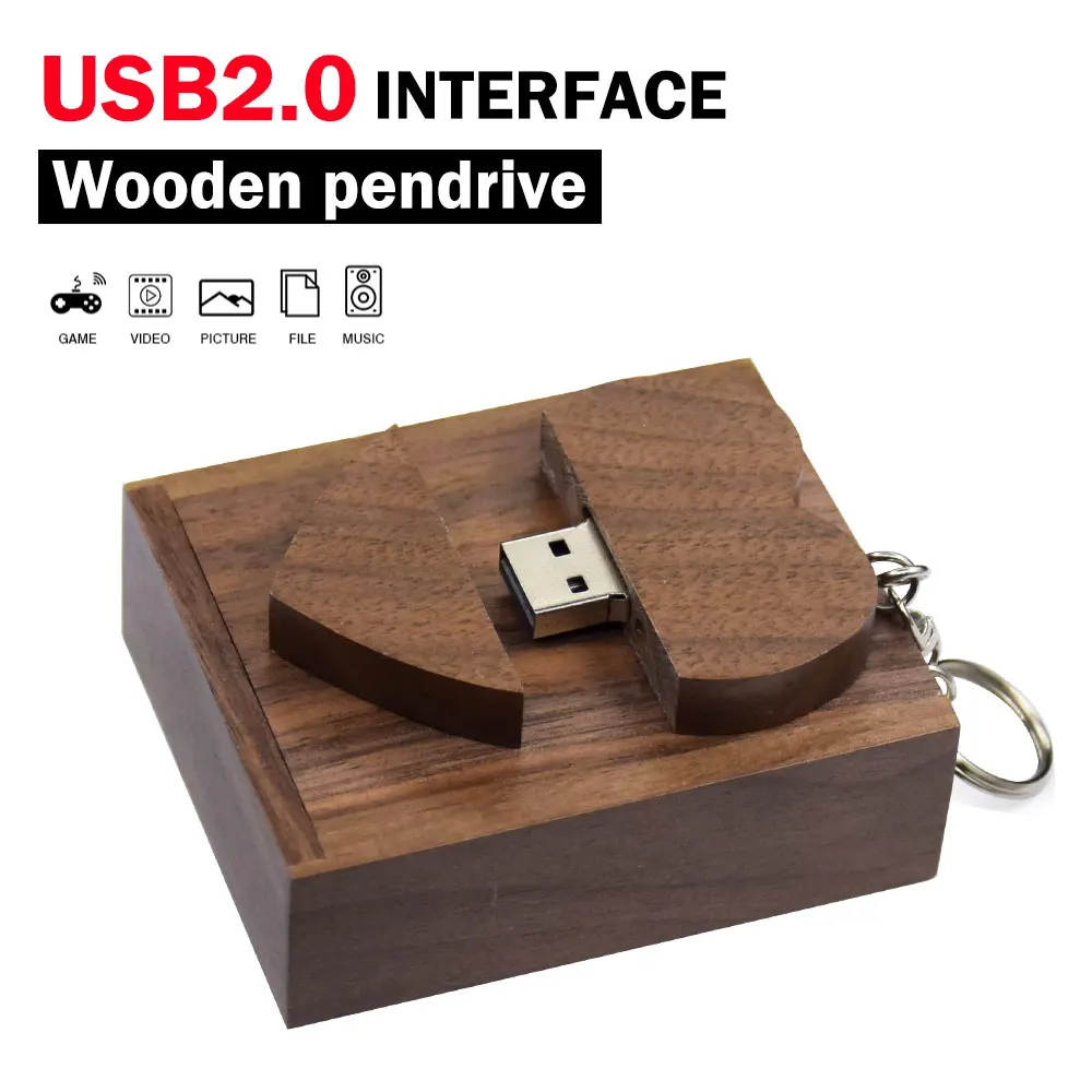 

USB-накопитель с деревянным сердцем, флэш-накопитель, 4 ГБ, 16 ГБ, 32 ГБ, 64 ГБ, компания, свадебная фотография, креативный подарок