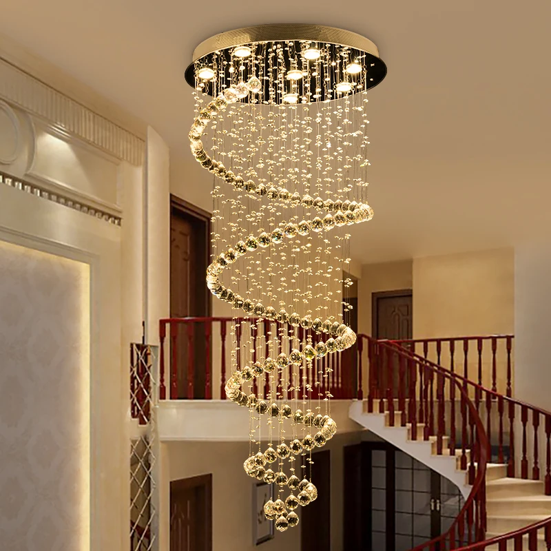 Lustre de cristal simples para hall Lustre de escada para andar médio Sala de estar Edifício duplex Moda simples e criativa