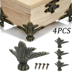 4pcs Antique Corner Protector Brass Jewelry Chest Wood Box Cabinet Decorative Feet Leg Metal Crafts Furniture Hardware Bracket
