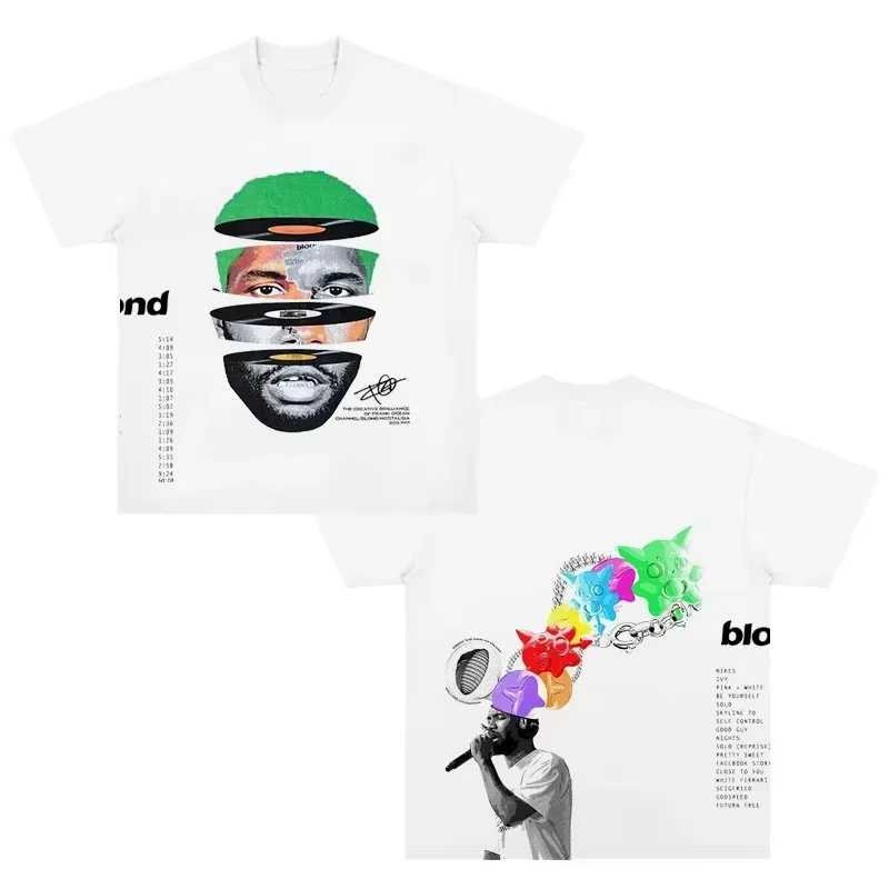 Retro Street Portrait Printed Short Sleeve T-shirt Men Women Y2K American Tee Goth Harajuku Fashion Couple Casual Loose Tee Tops