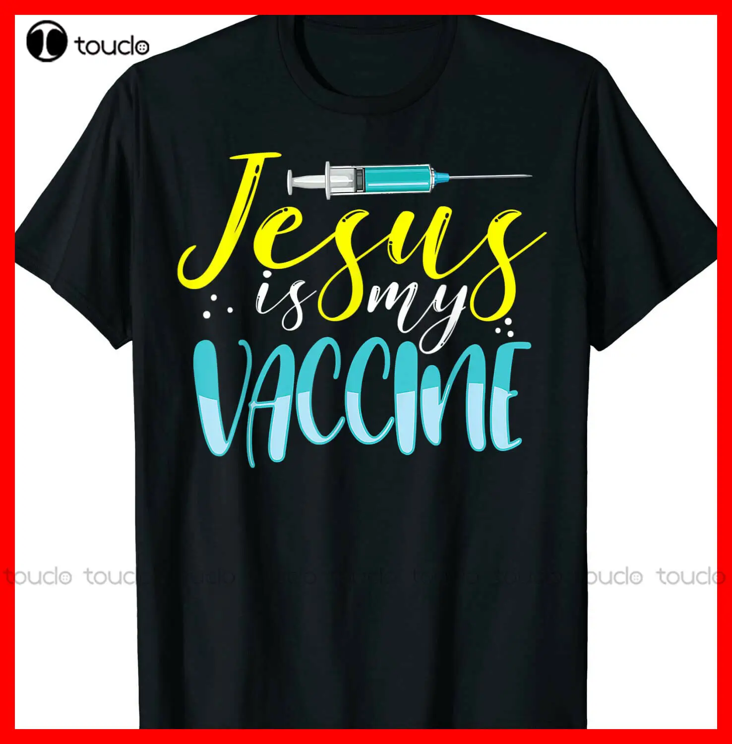 Jesus Is My Vaccine Christian Faith Anti Vax Vaxxer T-Shirt Men'S Big & Tall T-Shirts Custom Aldult Teen Unisex Xs-5Xl Cotton