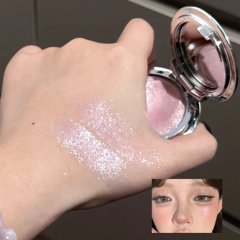 CACE resaltador monocromático en polvo champán brillo dorado iluminar maquillaje de ojos brillante textura de puré paleta de sombra de ojos de diamante