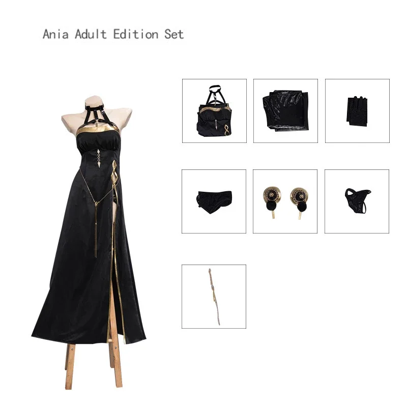 2025Anime Cosplay Costume pour femme, éventuelles Y × FAMILY, Anya Forger,robe de soirée noire adulte,jupe longue, carnaval sexy