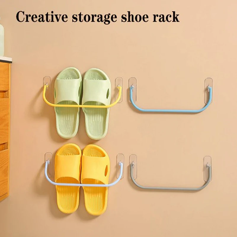 Wall Mounted Shoe Rack Foldable Shoes Hanger Slippers Drain Storage Rack Shelf Shoe Hanging Holder Bathroom Organizer