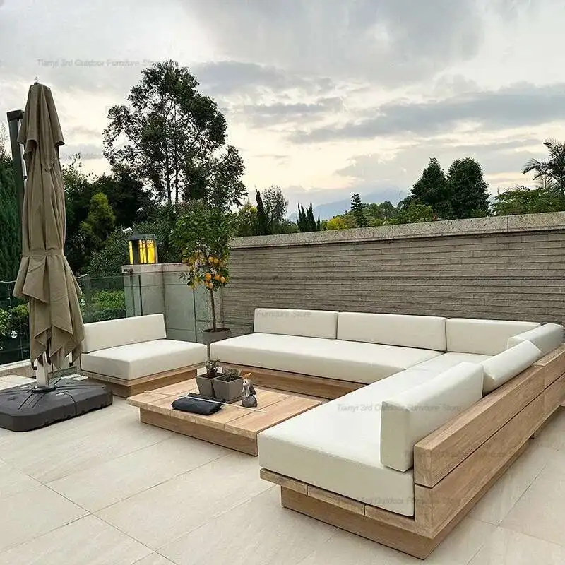 Japanese style waterproof and sunscreen garden sofa, minimalist designer, modern garden sofa, artistic outdoor furniture, Divano