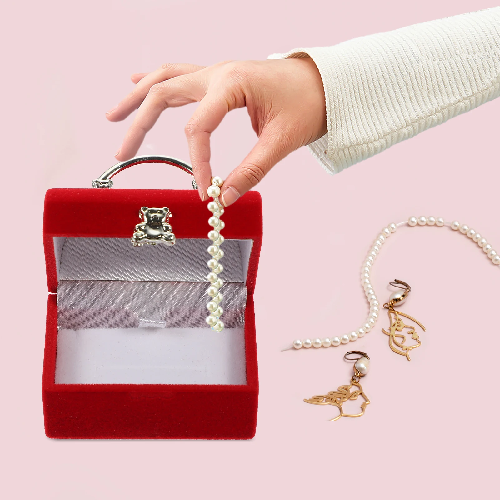 

Small Jewelry Flocking Ring Box Lightweight for Engagement Wedding Proposal Birthday Gift Packaging Jewelry Case