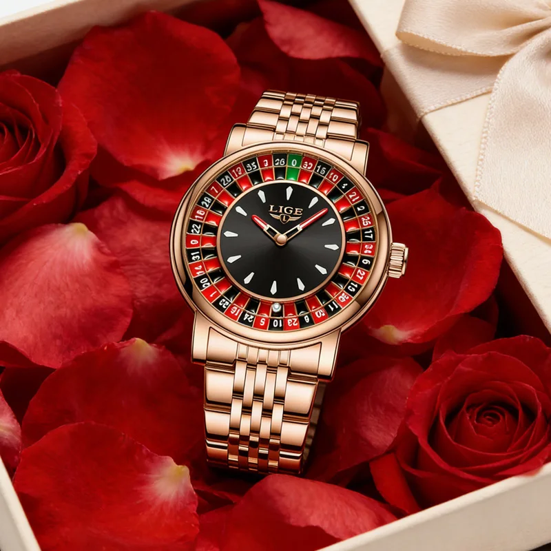 

LIGE креативные мужские часы с рулеткой, мужские часы, водонепроницаемые светящиеся кварцевые наручные часы, подарки на день Святого Валентина для парня