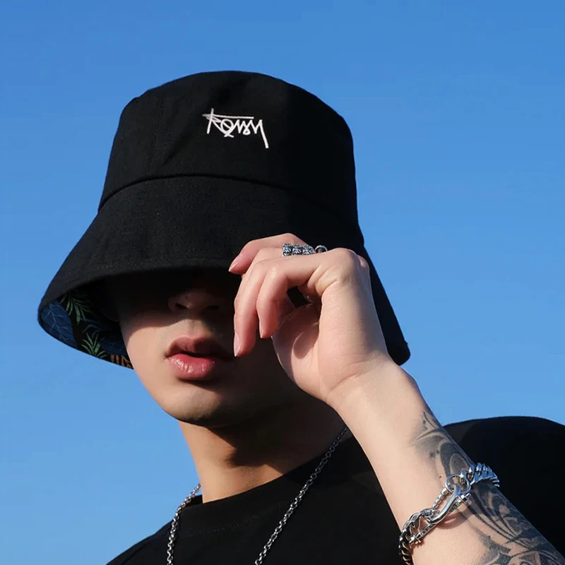 Reversible Hat Big Head Size Autumn Bucket Hat Men Korean Casual Street Panama Hat Hiphop Golf Fisherman Hat Caps for Women