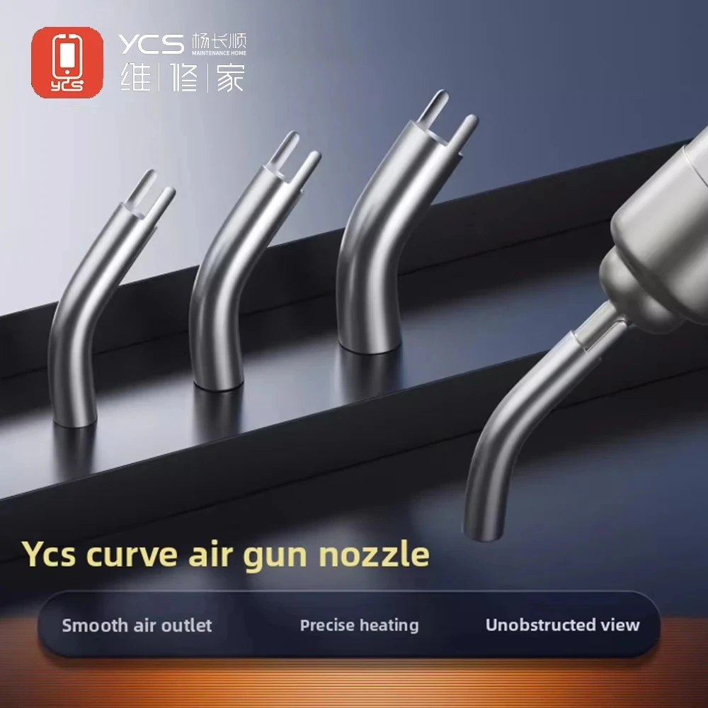 YCS Curved Air Gun Nozzle Set 5mm/6mm/8mm/10mm for Mobile Phone Repair Motherboard Soldering Hot Air Gun Curved Nozzle Tool