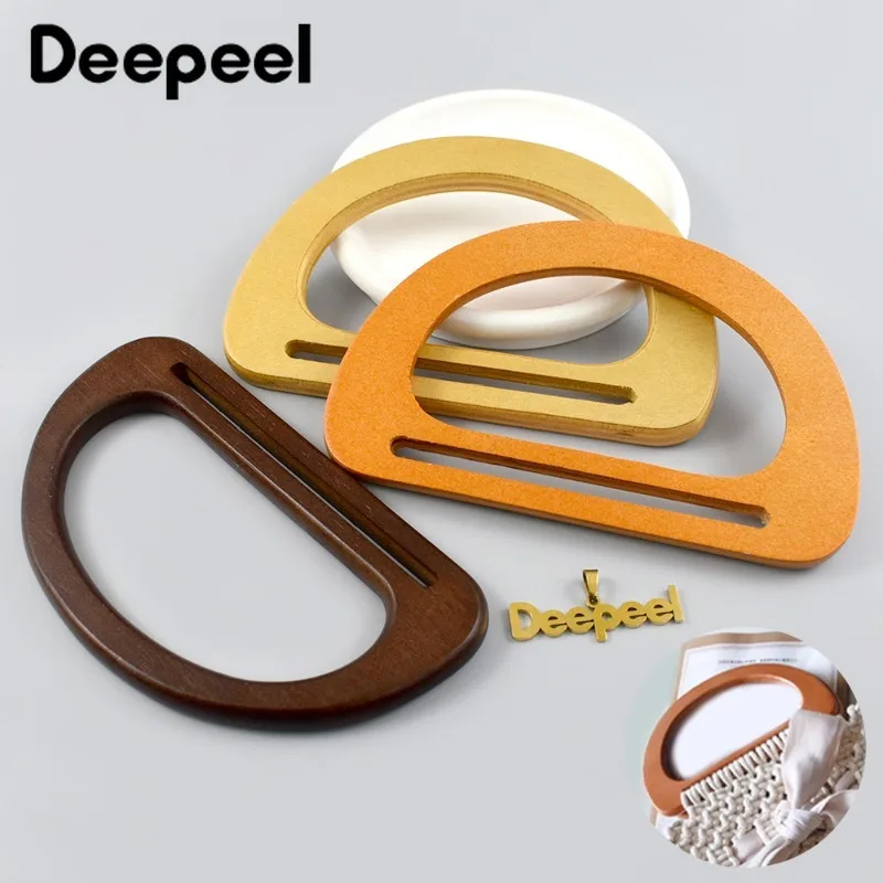 

2/4Pcs 15cm D Ring Wooden Bag Handles for Handbag Woven-Bag Handle Purse Frame Sewing Brackets Handmade DIY Bags Accessories
