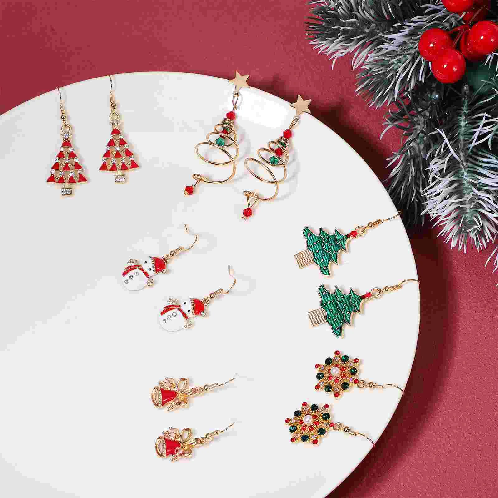 6 Pairs Christmas Jewelry Snowflake Earrings For Girls Women Dangle Pendant Holiday Aesthetic