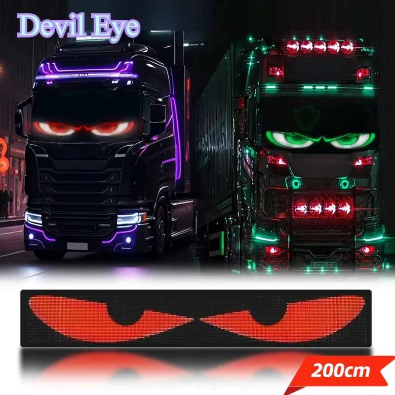 Truck Car Devil Eye LED Matrix Pixel Panel Light Remote Control Soft Foldable Lighting Scrolling for Board Windshield 12V 24V