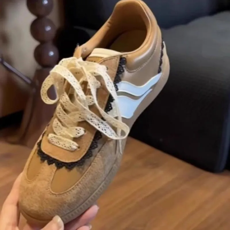 

Design Sensation Lace-Up German Training Shoes Women's 2025 Spring Summer New Style Small Size Agan Casual German Trainer Shoes
