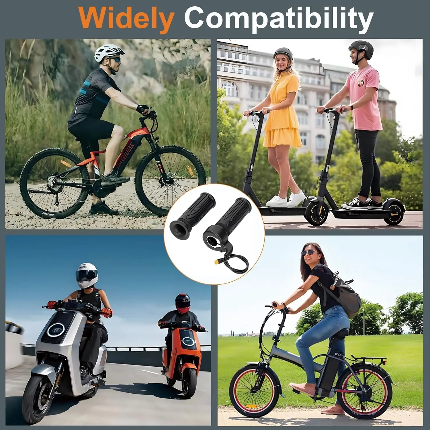 Ebike Full Twist Throttle Grips Electric Bicycle Bike Handle Throttle for E-Bike Electric Scooter Ridstar Q20 12V-60V Waterproof
