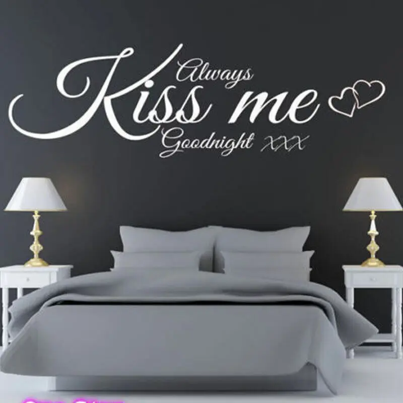 Настенная Наклейка с цитатами «всегда целуй меня», виниловая настенная наклейка, декор для спальни, гостиной, любви, интерьерный дизайн, Настенные обои 4139