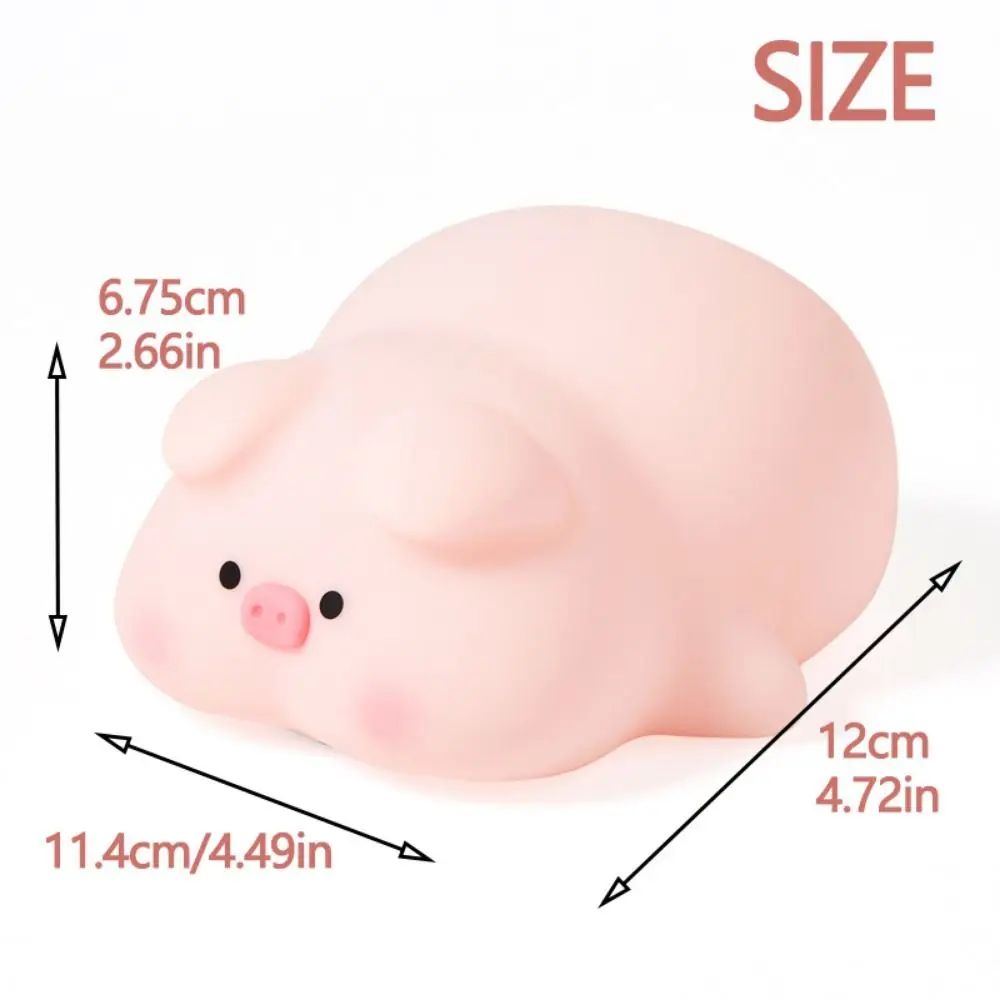 Bonito silicone piggy luz da noite led deitado plana porco lâmpada toque cabeceira durável sensor toque luz da noite do bebê quarto