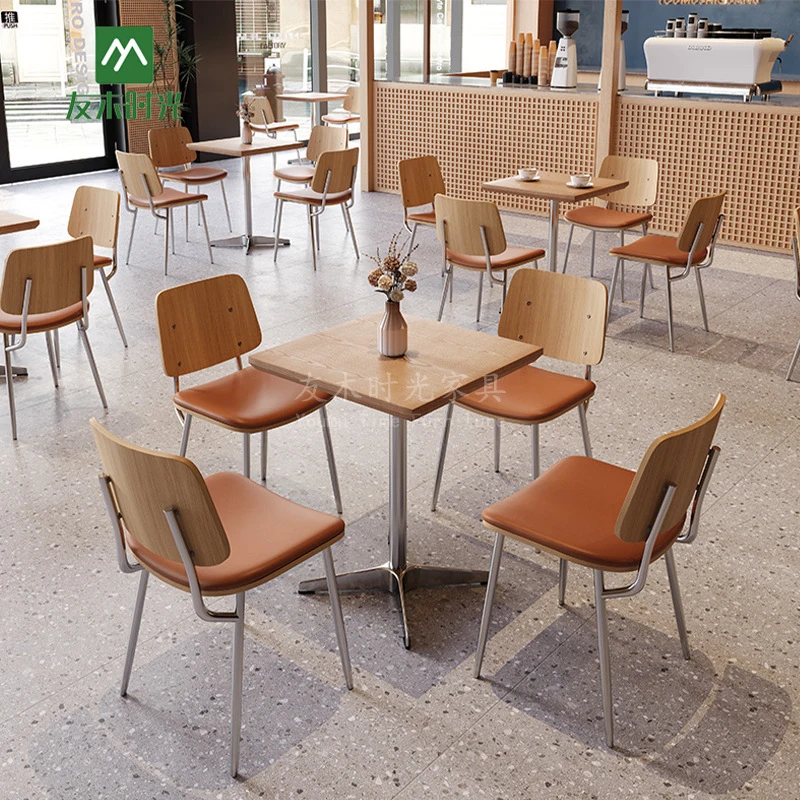 Restaurant Booth SetTrendy Milk Tea Dessert Bakery Shop Tables , Western Restaurant Cafe Chairs, Nordic Style Bar Dining Table A