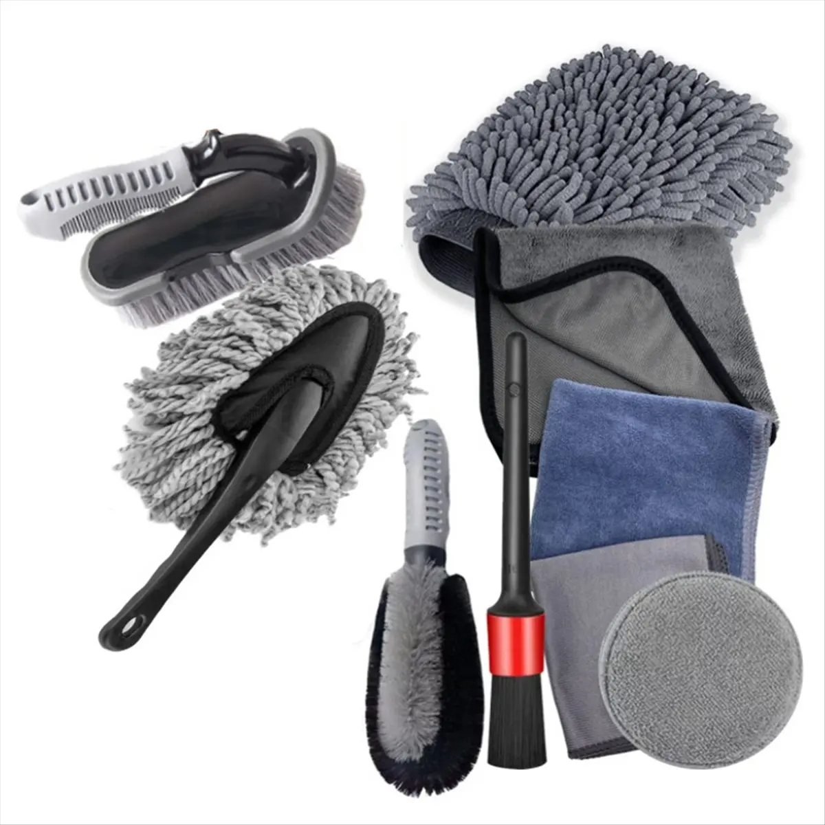 ~！【Best Seller】1set 9pcs Car Wash Set Car Cleaning Waterproof Gloves Tire Cleaning Brush Car Wash Brush1set