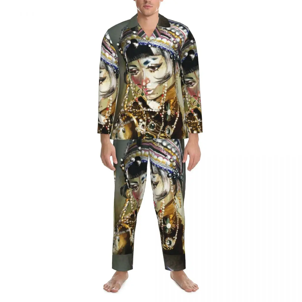 

Jibaro Love Death Robots Pajama Sets Science Fiction Warm Sleepwear Men Long Sleeves Loose Home 2 Pieces Nightwear Big Size