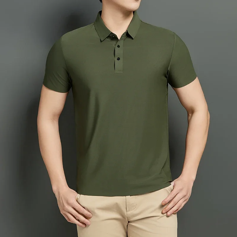 

BROWON Brand Summer Short Sleeve T Shirt Men 2025 New Business Ice Silk Men Polo Shirt Plus Size 8XL Casual Men Clothing