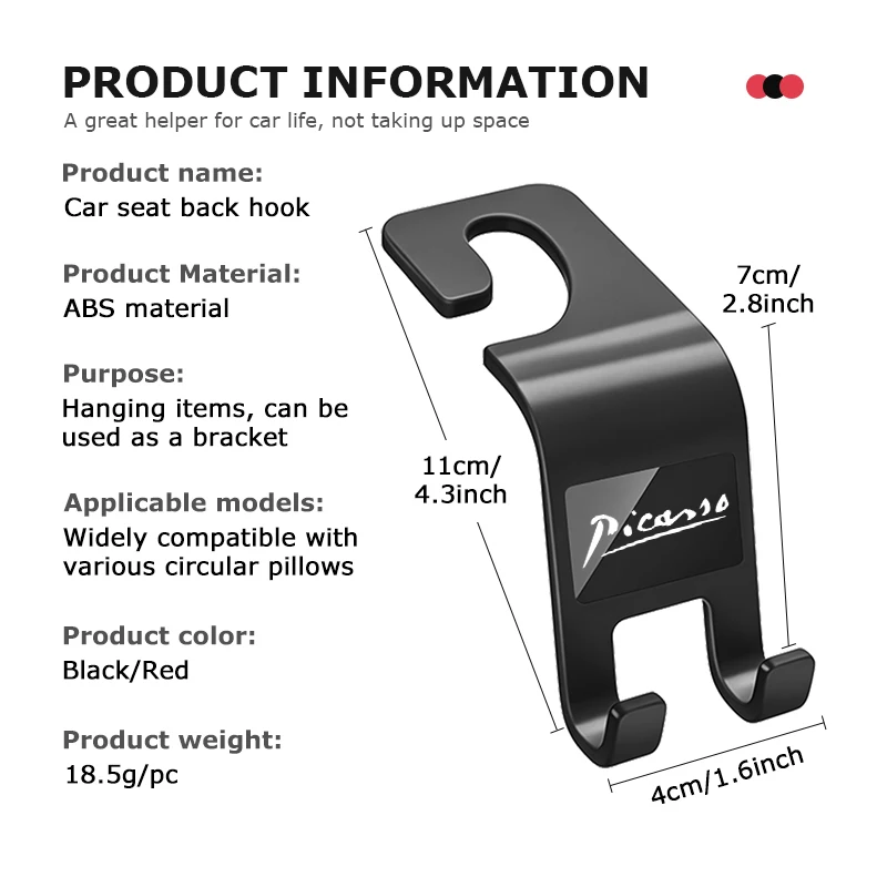 Car Seat Back Hook Mobile Phone Bracket Handbag Hanger Interior Accessories For Citroen Nemo Picasso VTS Xsara C1 C2 C3 C4 C4L - view 6