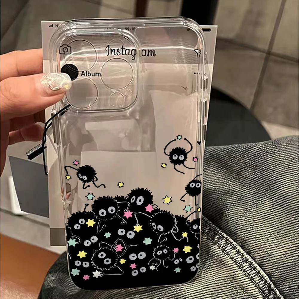 Милый угольный чехол для телефона «Эльфы a-away» для iPhone 17, 16, 16e 15, 14, 13, 12, 11 Pro Max Air Plus, прозрачная задняя крышка