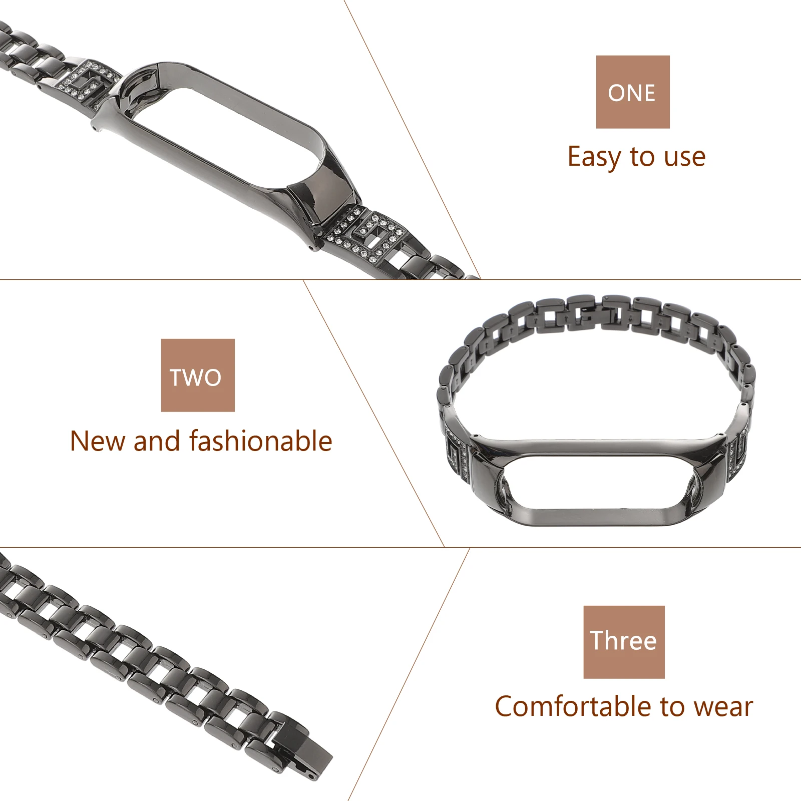 

Steel Strap Watch Zinc Alloy Watchband Bracelet Wrist Adjustable for Smart Replacement Man