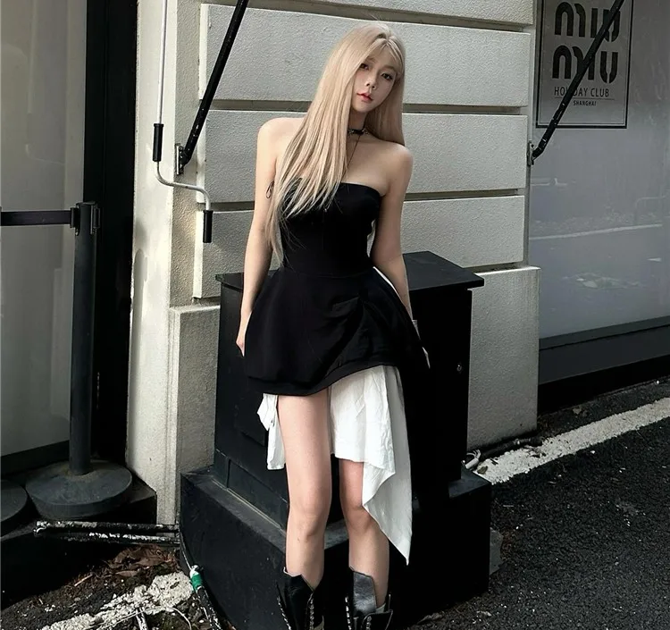 Abiti Abito da donna Kawaii Primavera Raso Telai trasparenti Avvolti a strati Stile francese Temperamento Personalità Chic All-Season Tenero