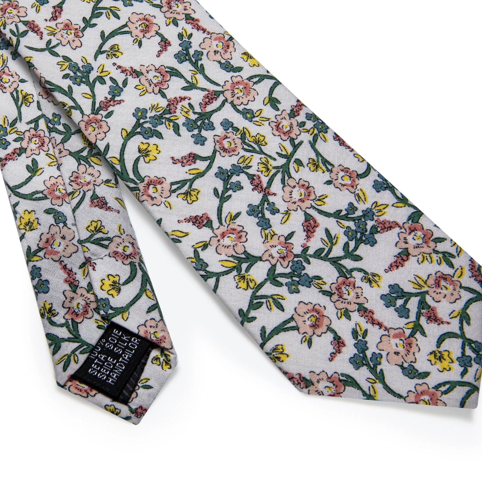 Corbata Floral blanca delgada para hombre, corbata de 6,35 cm con estampado de rosa, amarillo y azul para fiesta de boda, corbatas cuadradas de bolsillo para hombre