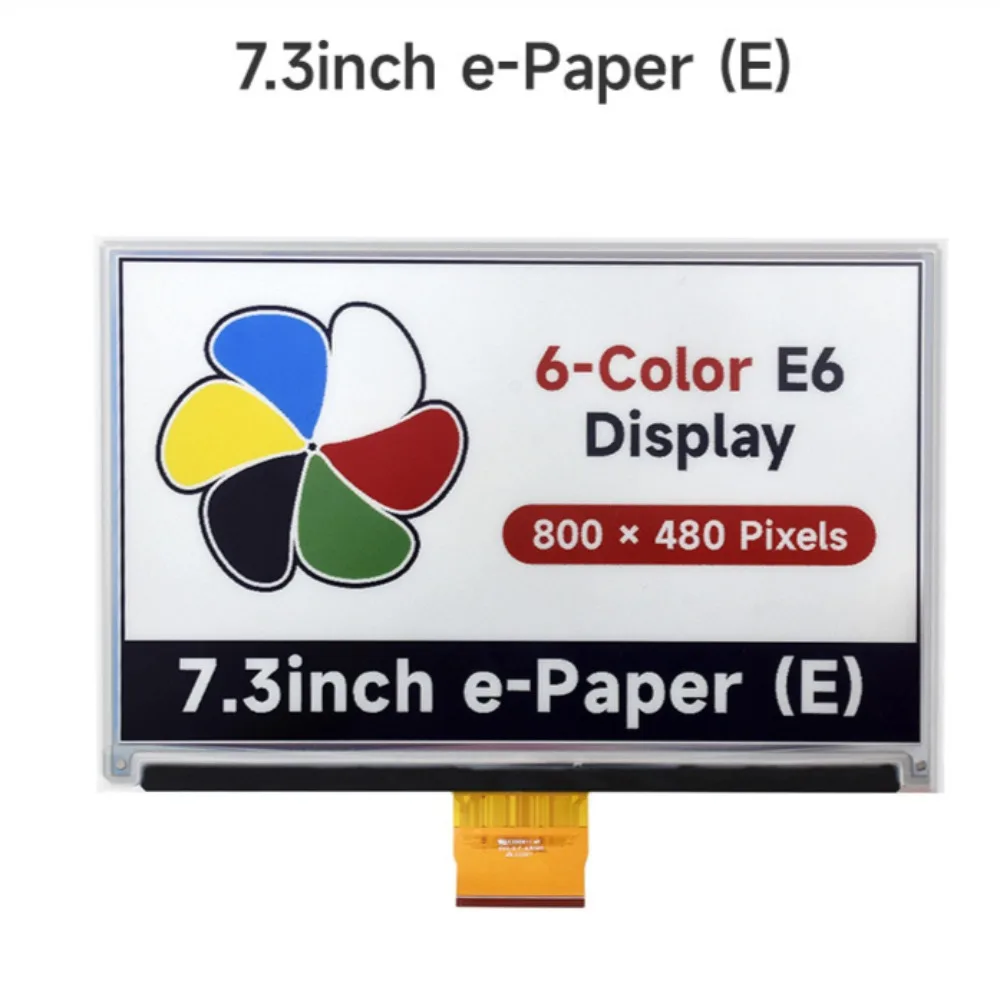 7.3” E6 full-color e-ink screen with driver board module 800x480 SPI for Raspberry Pi/Jetson Nano/RDK X3 / Arduino / STM32 etc.