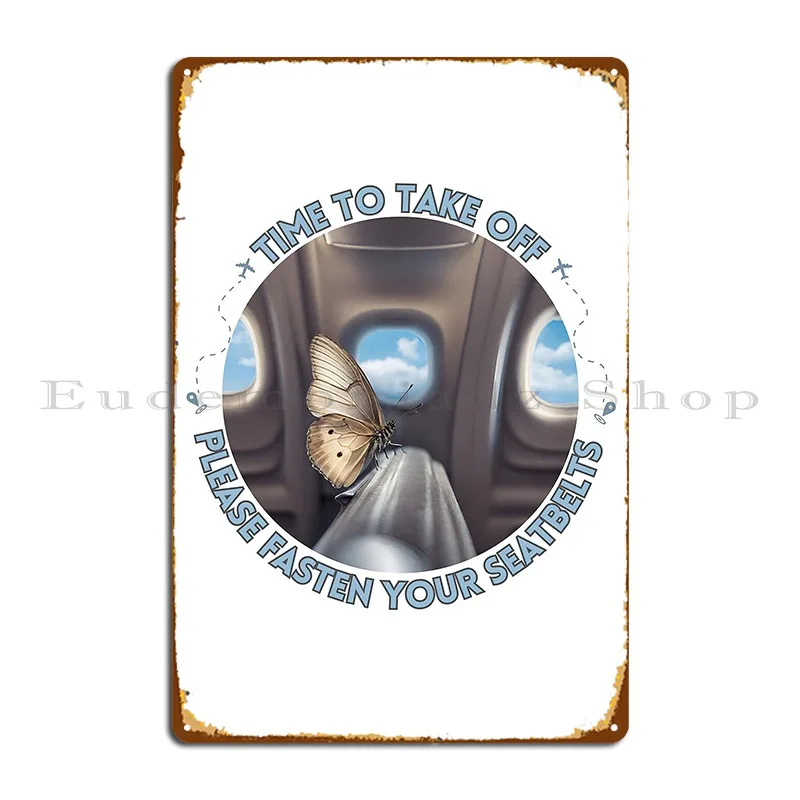 Time To Take Off Flight Butterfly Metal Sign Pub Customize Cinema Character Club Tin Sign Poster