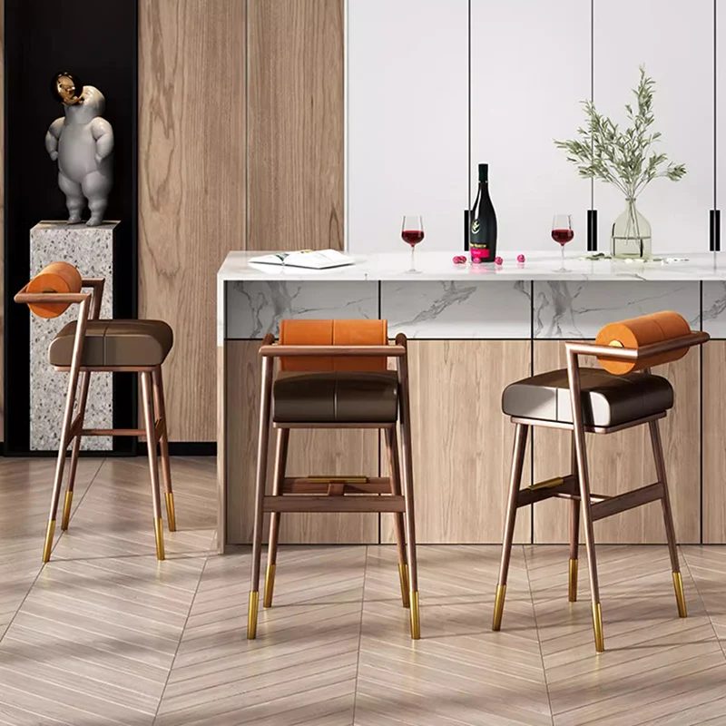 

Bar Chair Backrest Modern Design Chairs High Stool Kitchen Luxury Counter Stools Breakfast Sillas Para Comedor Furniture Waiting