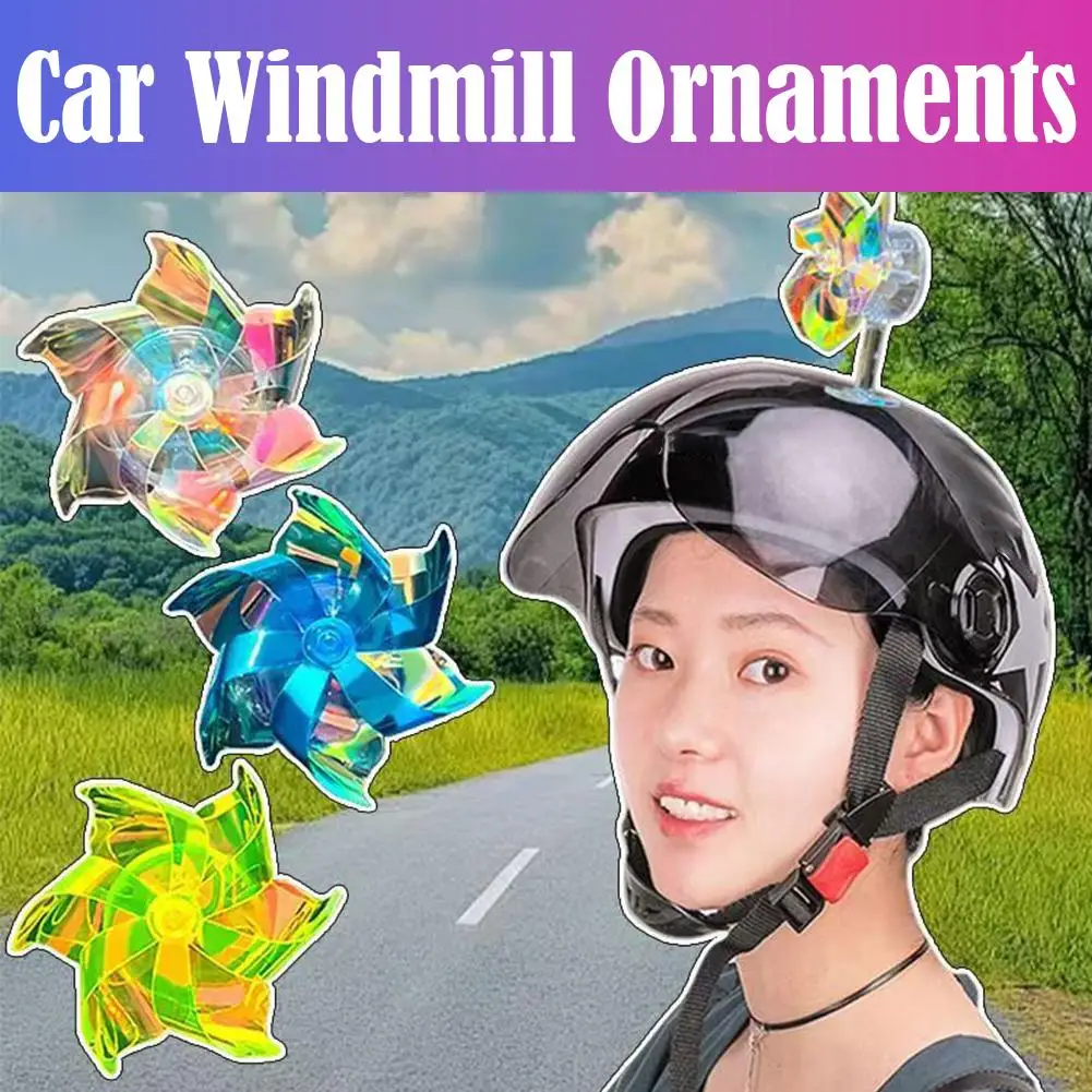 

NEW Wind Powered Motorcycle Handlebar Windmill Colorful Rotating Decorations Self-Adhesive Toy Decoration Car Bicycle Helme Q1R4