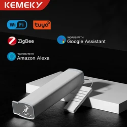 KEMEK Smart WiFi+RF Curtain Motor Auto Roller Blind Opener Works with Tuya/Alexa/Google Home Voice Control for Home Office