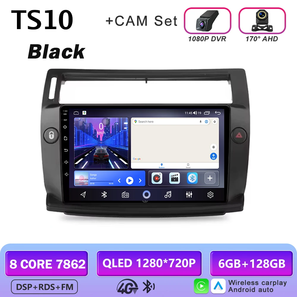 Android 16 multimediaspeler GPS autoradio navigatiesysteem voor Citroen C4 C-Triomphe Quatre 2004-2014 met Carplay