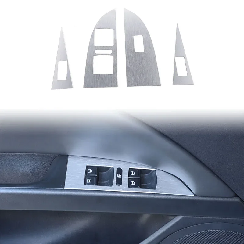 

For Seat Leon 2008-2012 Aluminum Alloy Silver Window Glass Lifting Buttons Frame Cover Decoration Sticker Car Accessories