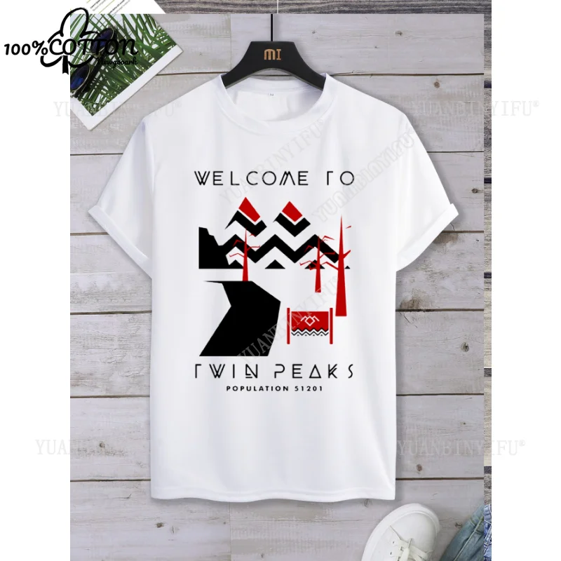 TWIN PEAKS - تي شيرت بأكمام قصيرة للجنسين، تي شيرت برسومات، فيلم Fire Walk With Me 1992، أزياء الشارع بأكمام قصيرة ورقبة دائرية 100% قطن #1