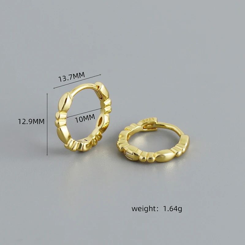 KAMIRA 925 Sterling Silver Simple Geometric Hug Hoop Earrings for Women Party Elegant Olive Round Bead Earrings Fashion Jewelry
