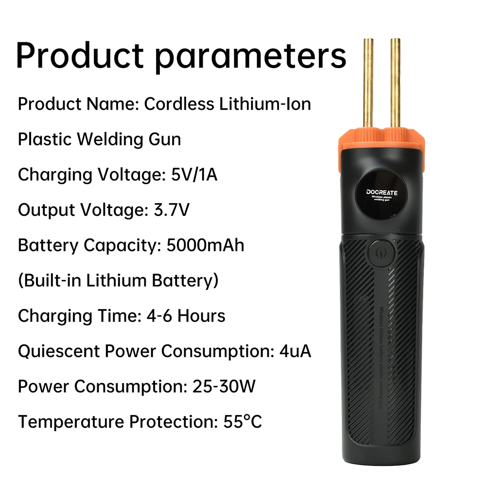 Kabelloser Kunststoffschweißer mit 5000mAh Lithium-Akku, Kunststoffschweißmaschine, 200 Nadeln, Schweißpistole Typ C für Kunststoffe – Detail 2