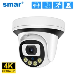 Smar 4K 8MP 5MP 4MP 3MP Dome POE Camera Ai Face Detect Built-in Microphone Security IP Camera IR/Color Night Vision Onvif Xmeye