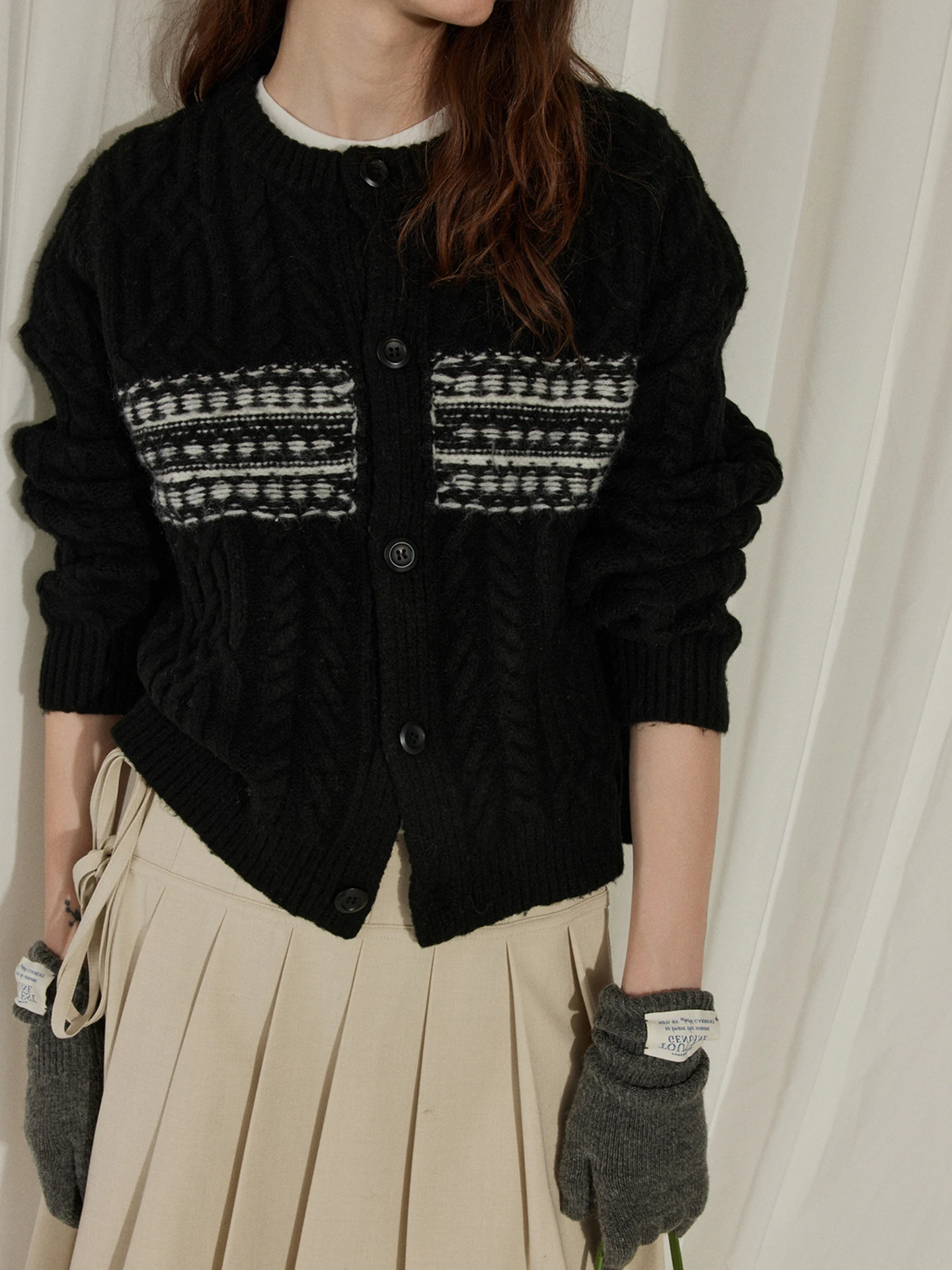 

Свитер Ele Long Sve Camere с одним пуговиком, трикотажная женская модная зимняя одежда контрастного цвета