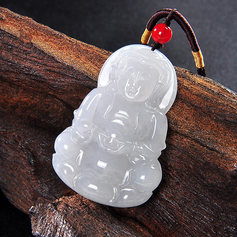 Genuine Myanmar Jadeite Grade A Burma Jade Guanyin Pendant Necklace Men Women Buddhist Amulet Healing Gemstone Fine Jewelry Gift