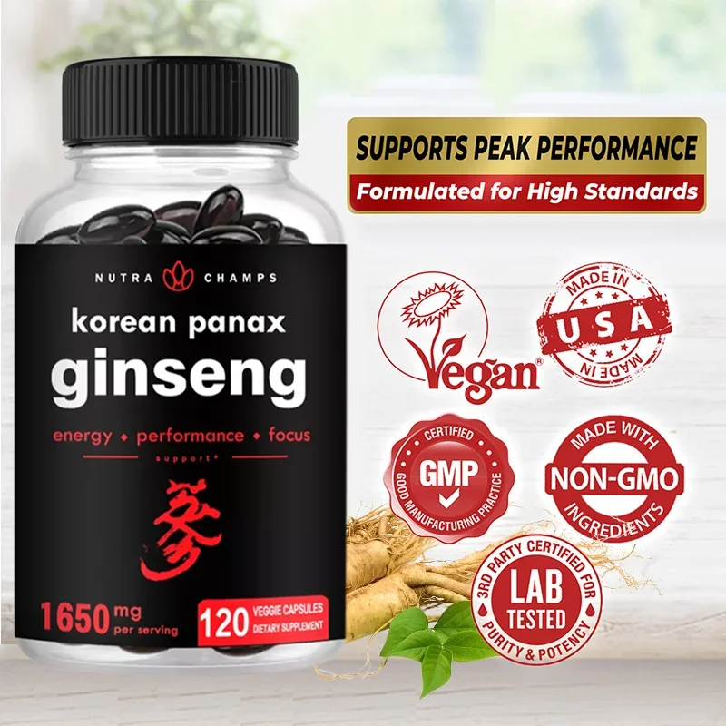 Korean Ginseng Supplement - for Energy, Exercise Endurance, Performance, Muscle Mass, Cognitive Function