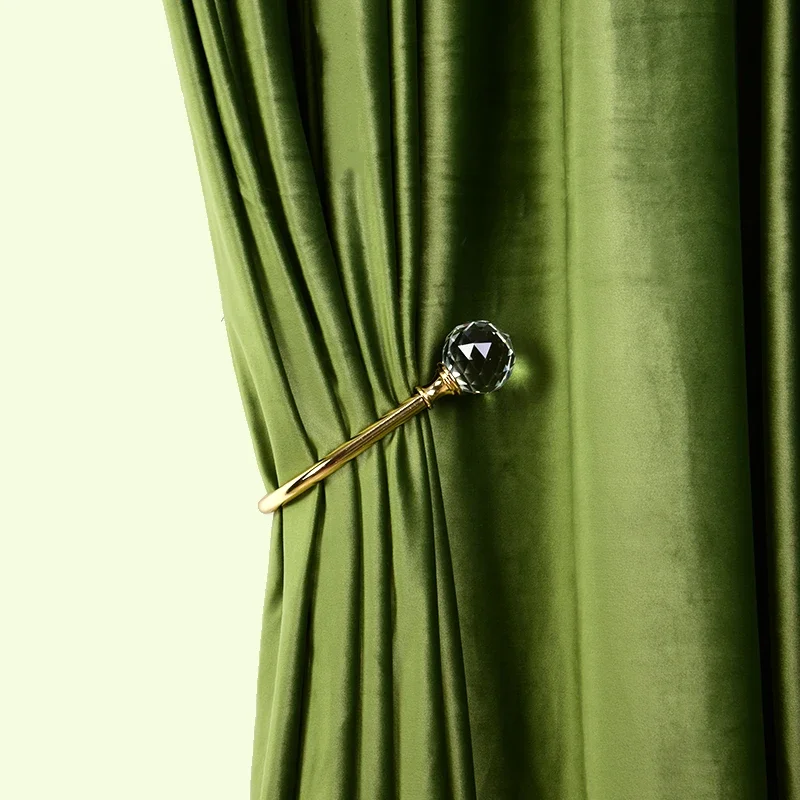 Velvet Curtains Blackout Olive Green Curtains for Living Dining Room Bedroom European Velvet Floor Window Green Customise