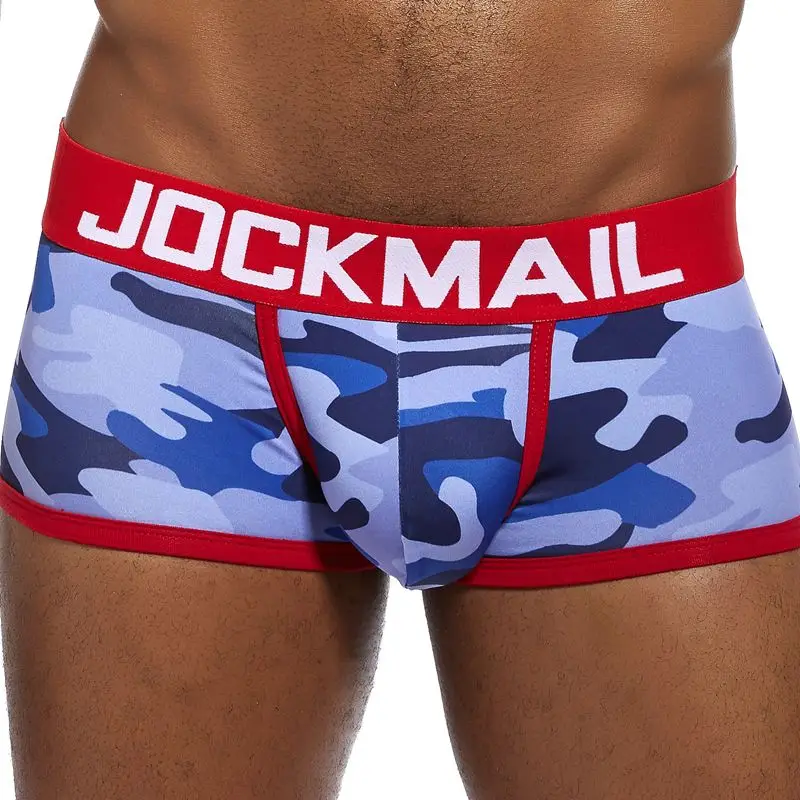 JOCKMAIL Sexy Mens Cotton Print Boxer Male Underwear Solid Shorts Breathable Underwear Striped Boxer Shorts Men Boxer Hombre