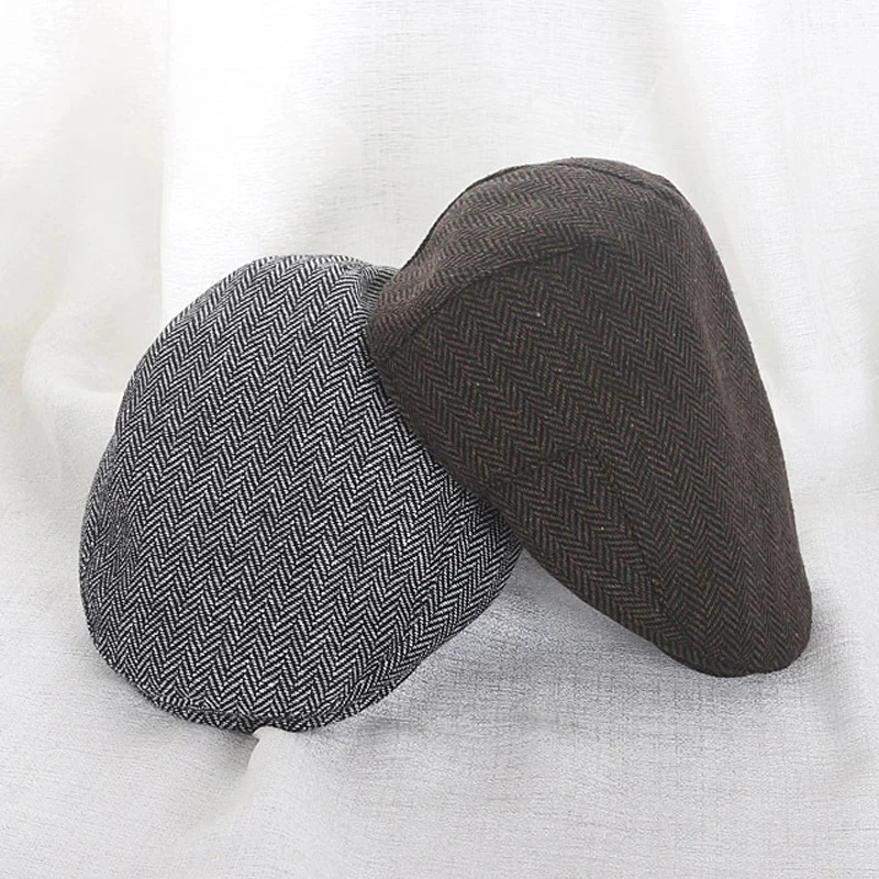 Autumn Beret Hat for Baby Boys Girls Retro Wool Infant Hats Striped Newsboy Flat Cap Winter Toddler Kids Accessories 1-4Y