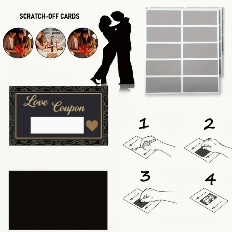 30-teiliges Set, Rubbelkarten-Set - Geschenkgutschein, DIY, Rubbel-Enthüllungen, Hochzeit/Geburtstag/Party, Valentinstag, Event-Lotterie – Detail 6
