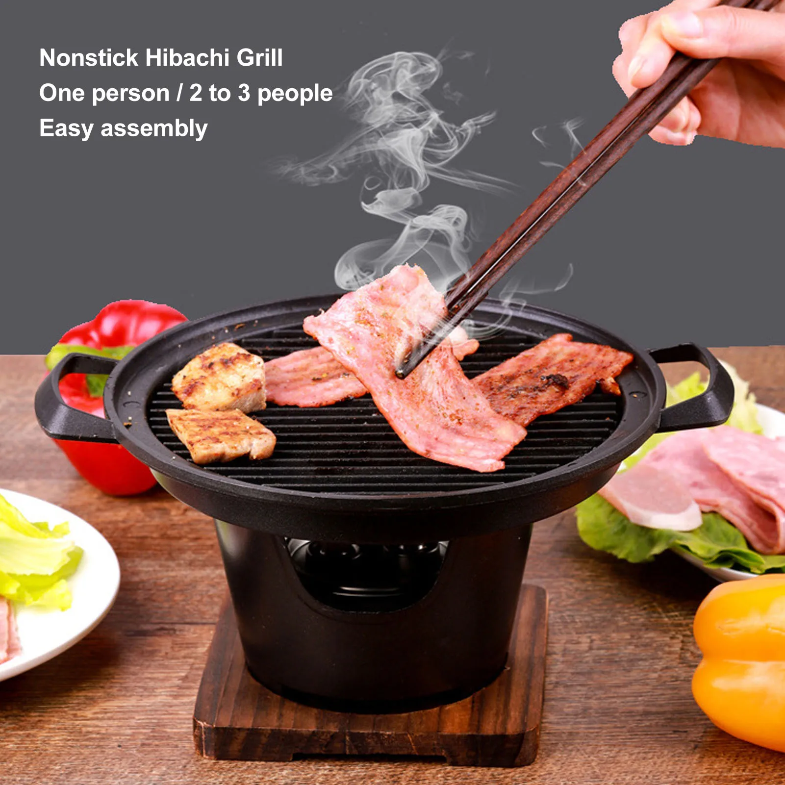 Smokeless Hibachi Grill Portable Charcoal Grill Aluminium Alloy Mini Barbecue Grill for Camping Home Barbecue Accessories