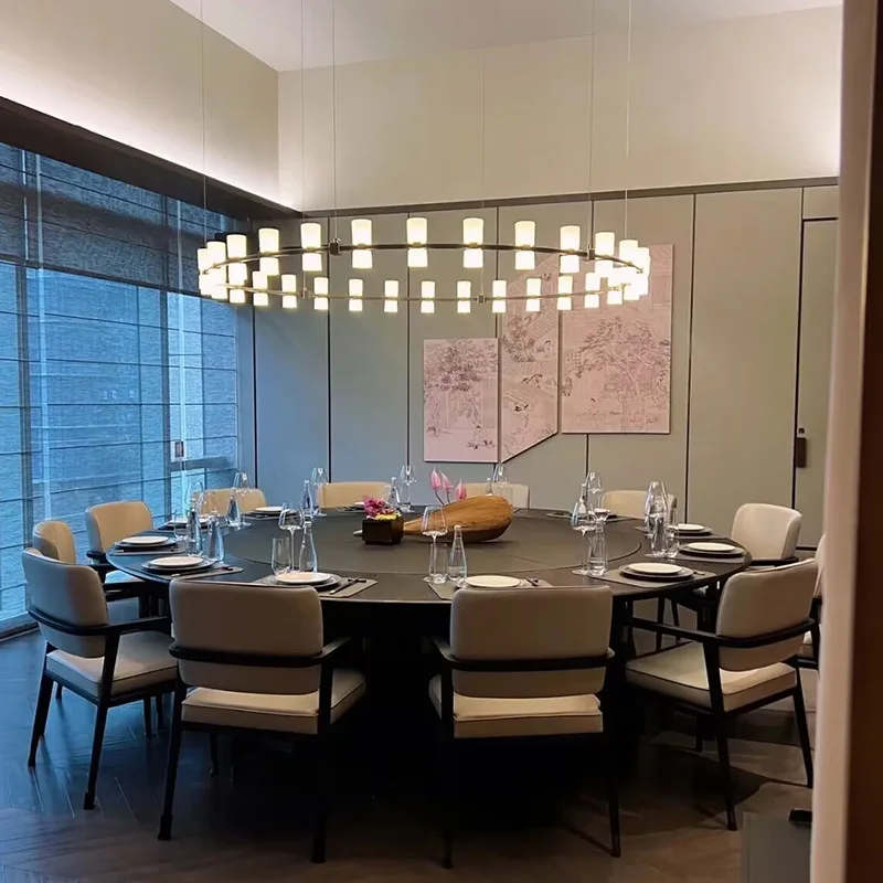 New Chinese restaurant private room Chinese and Western restaurant chandelier hotel banquet hall project living room box light l