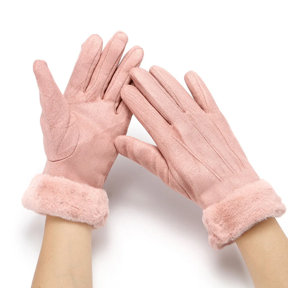 

1Pair Soft Touch Screen Gloves for Winter Windproof Warmth Retention Suede Fabric Comfortable Wrist Closure for Outdoor Sports